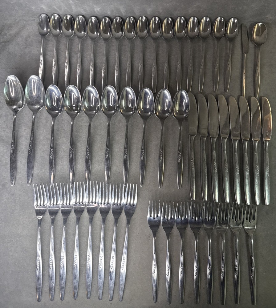 Prudential Stainless “Wheat Sprig” Design Flatware Japan 52 Piece Set