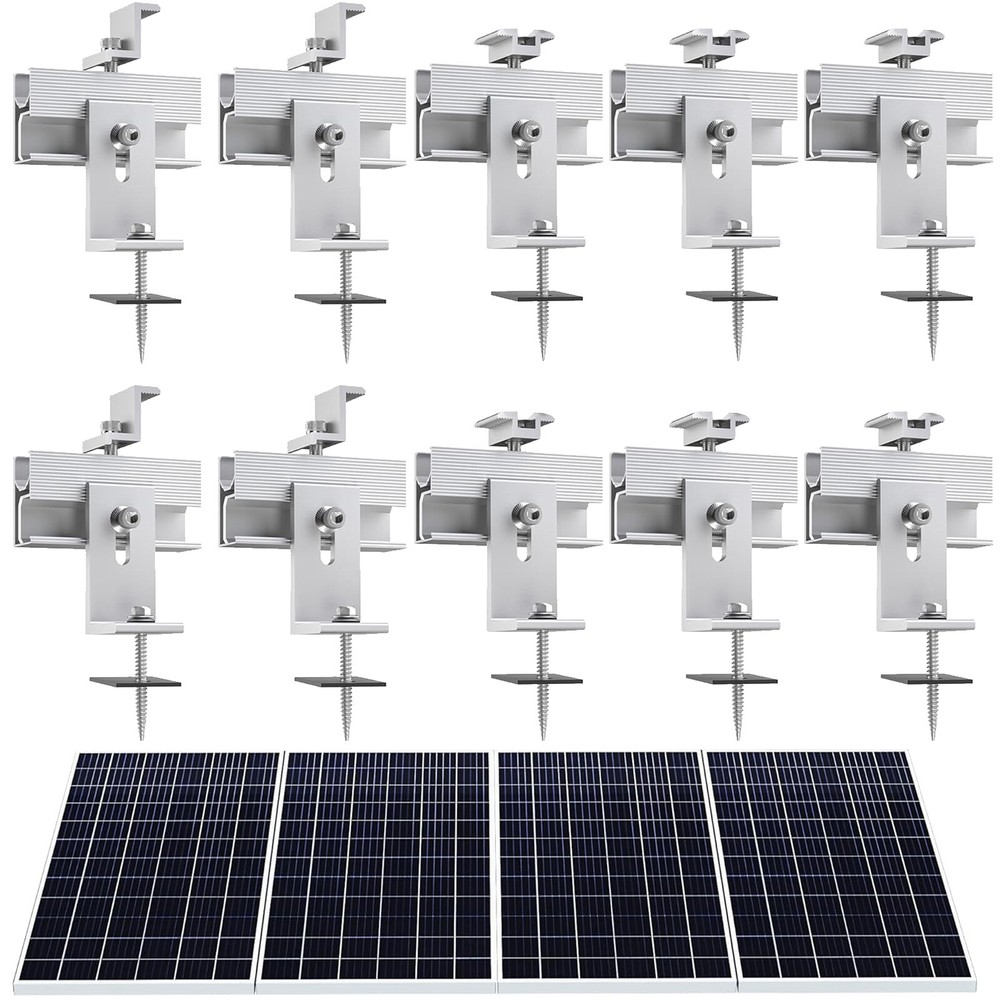 Roof Adjustable Solar Panel Mounting Mount Brackets Kit System Mid End Clamp Set