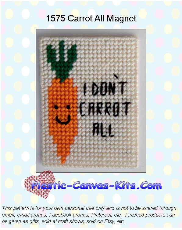 Carrot Magnet - Plastic Canvas Pattern or Kit
