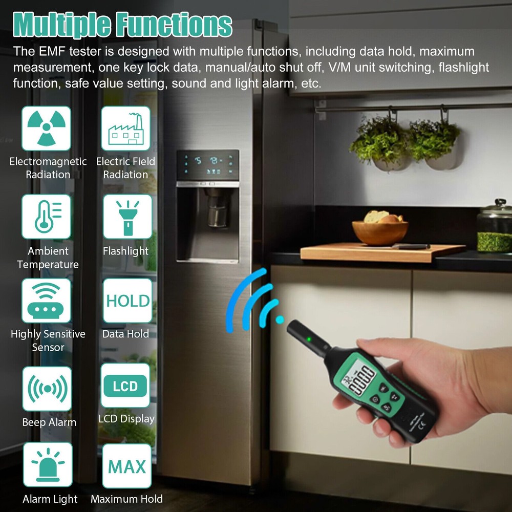 1 PC ABS LCD Radiation Dosimeter EMF Meter Electromagnetic Radiation Detector