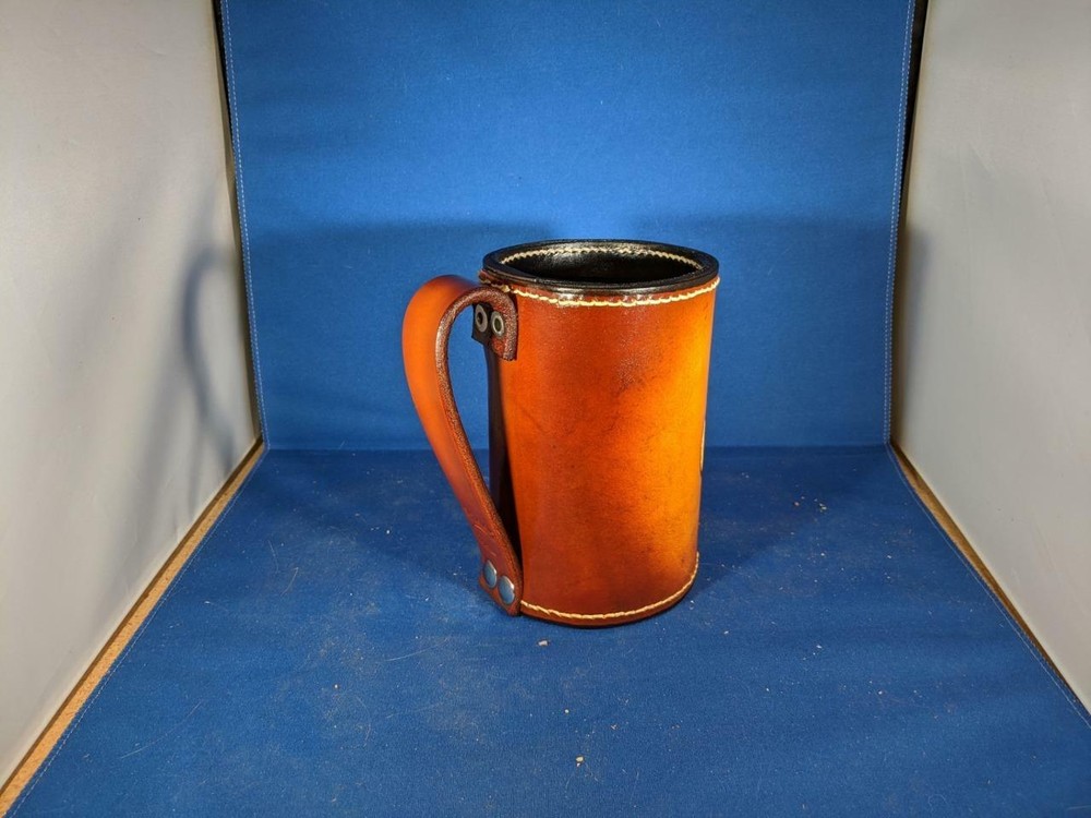 Fleur de Lis Leather Mug by Elandah Leather