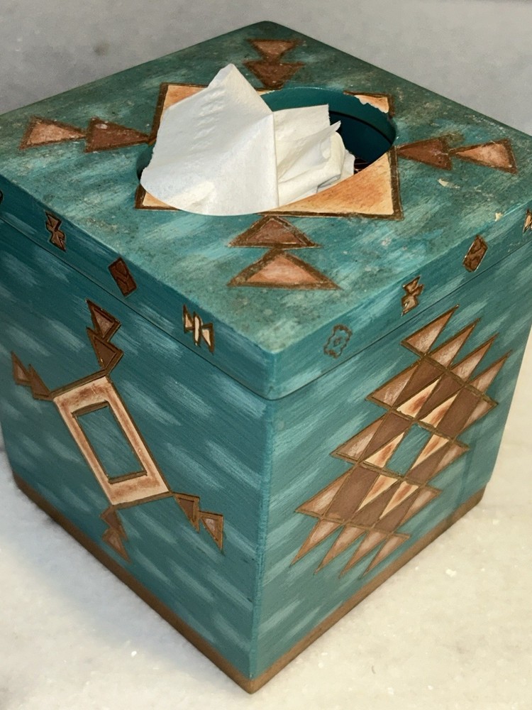 MESA NATIVE AMERICAN TISSUE BOX COVER CERAMIC COLORFUL