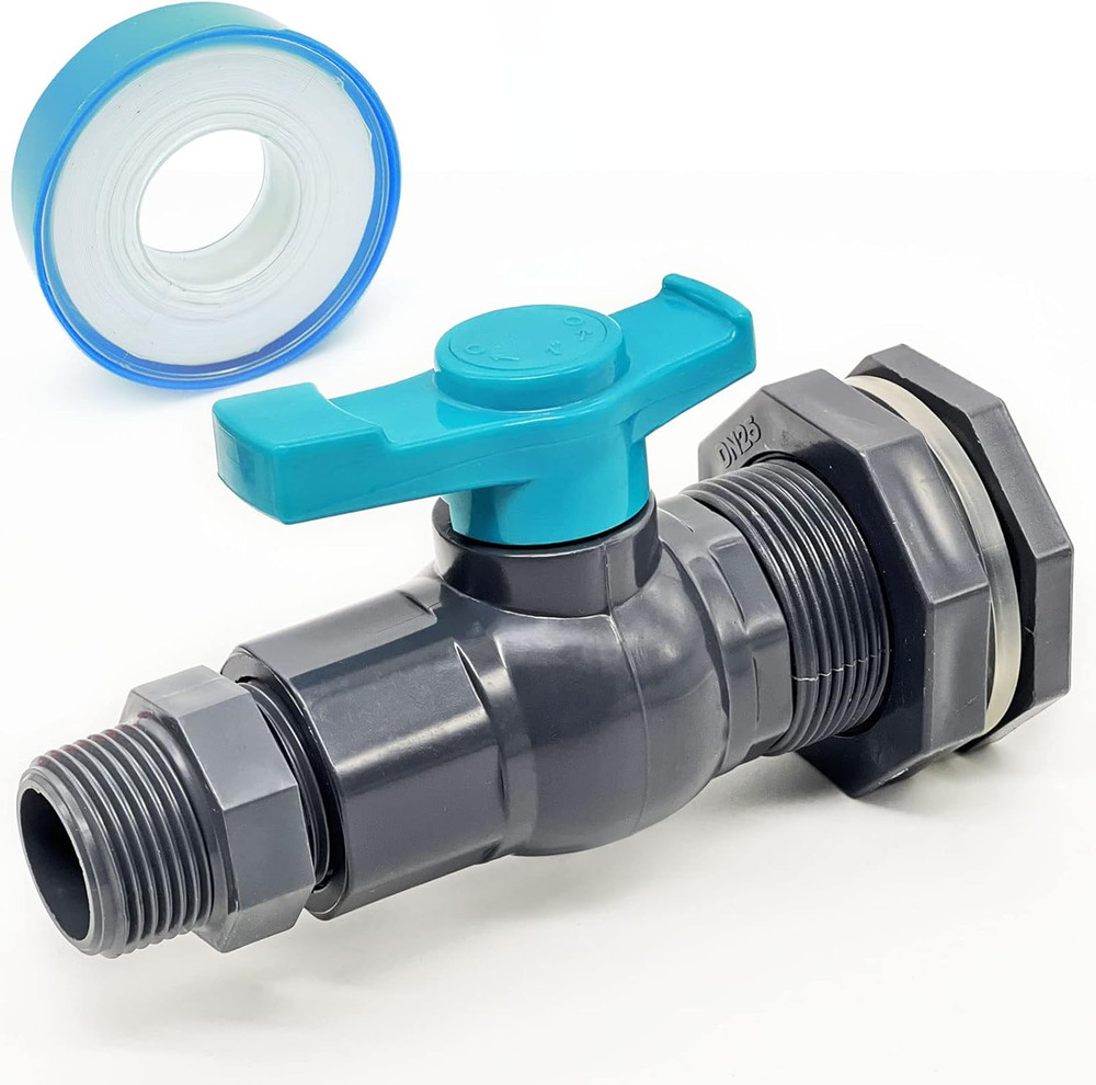 Rain Barrel Spigot Kit 1/2"(Diameter 20 Mm) PVC Bulkhead Fitting with Ball Valve