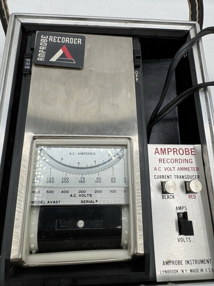 Vintage Amprobe Ac Volt Ammeter Recorder Model AVA87 w/ Case-Untested Powers On