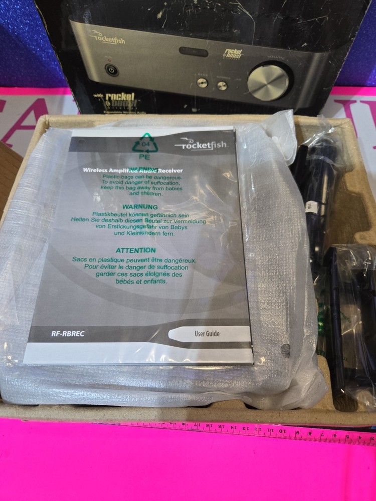 Rocketfish Wireless Amplified Audio Receiver RF-RBREC New Open Box