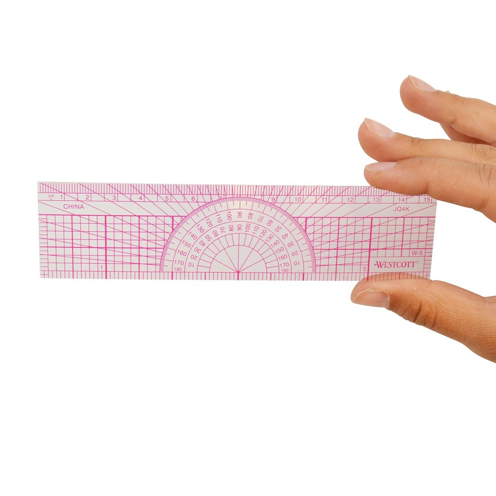 Protractor Ruler, 6", 15Cm, Transparent (W-5)