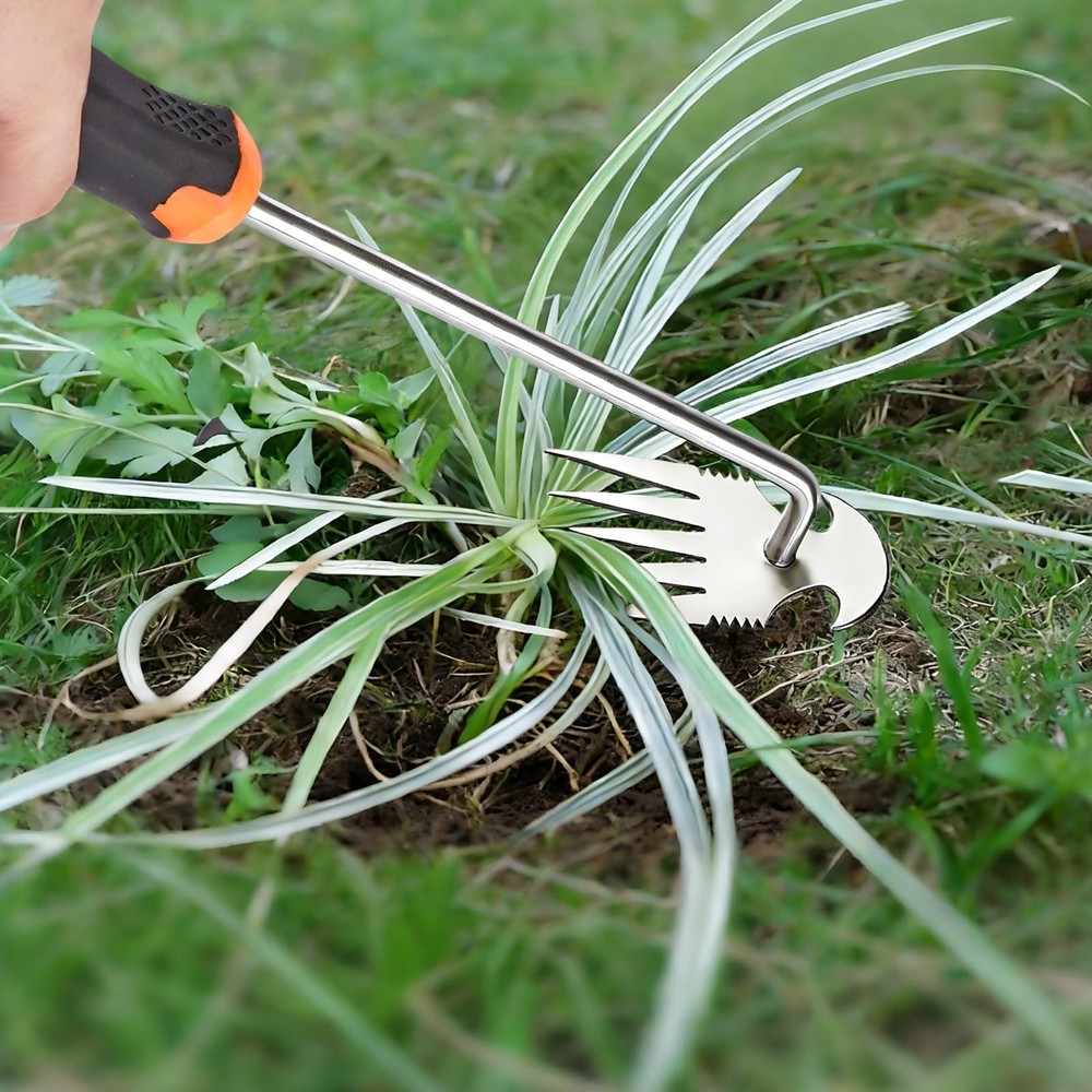 Weed Puller Tool, Rubber Handle Garden Manual Weeder Tool, Portable Stainless...