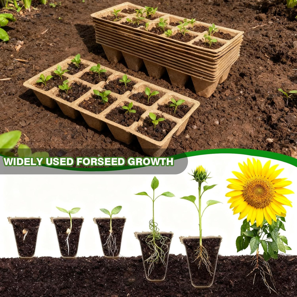 120 Cell Seed Starter Trays Peat Pots Kit with Labels
