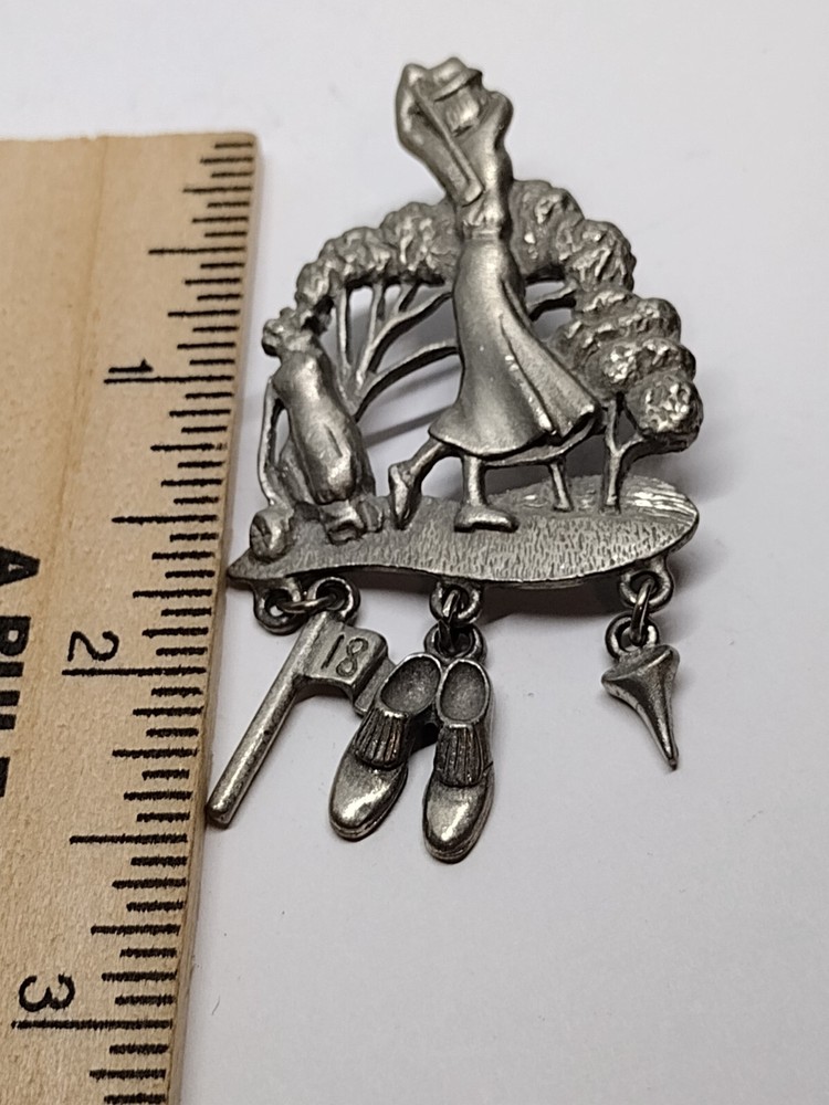Lady Golfer Assorted Drop Charms LCD Lapel Pin