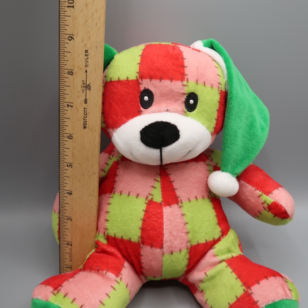 MultiPet Bear Patch Stuffed Animal Holiday Santa Hat Plush for Pets