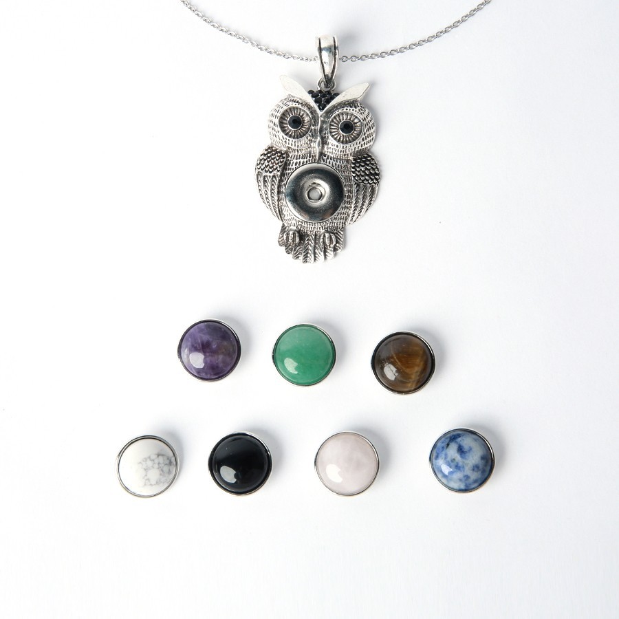 Dream Forest Series. Natural Crystal Gemstone Button Necklace