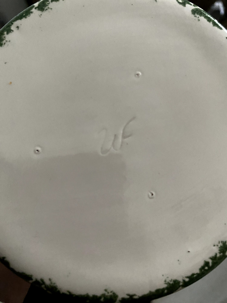 Pepper fermentation pot initials on bottom Italian pottery