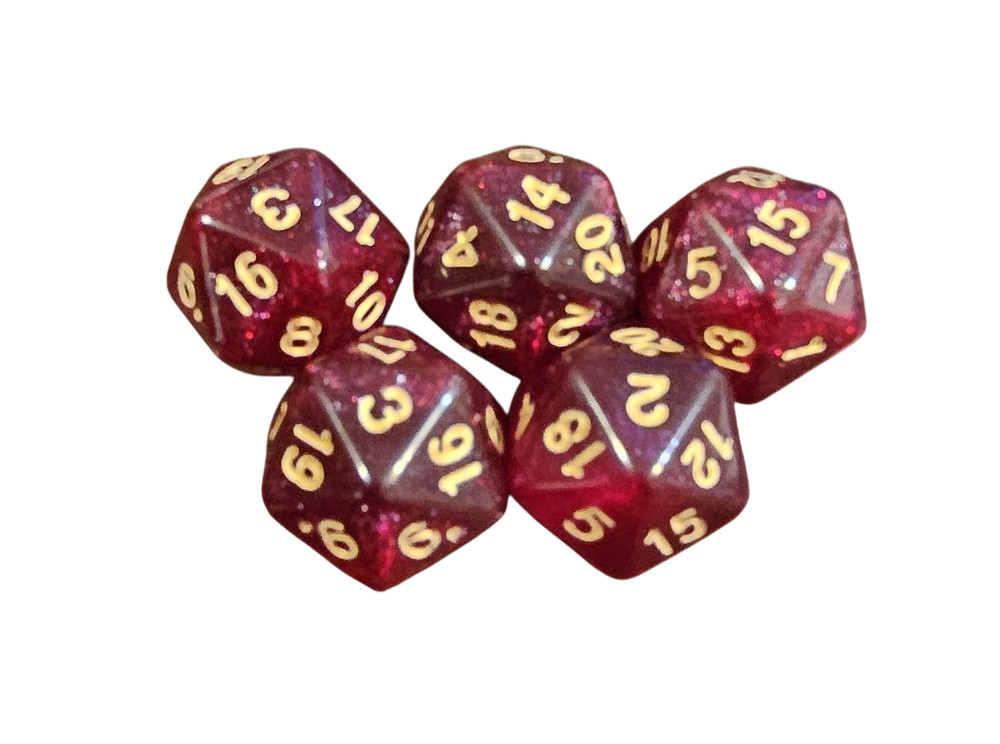 5 pcs DND Polyhedral D20 Dice - New - Maroon