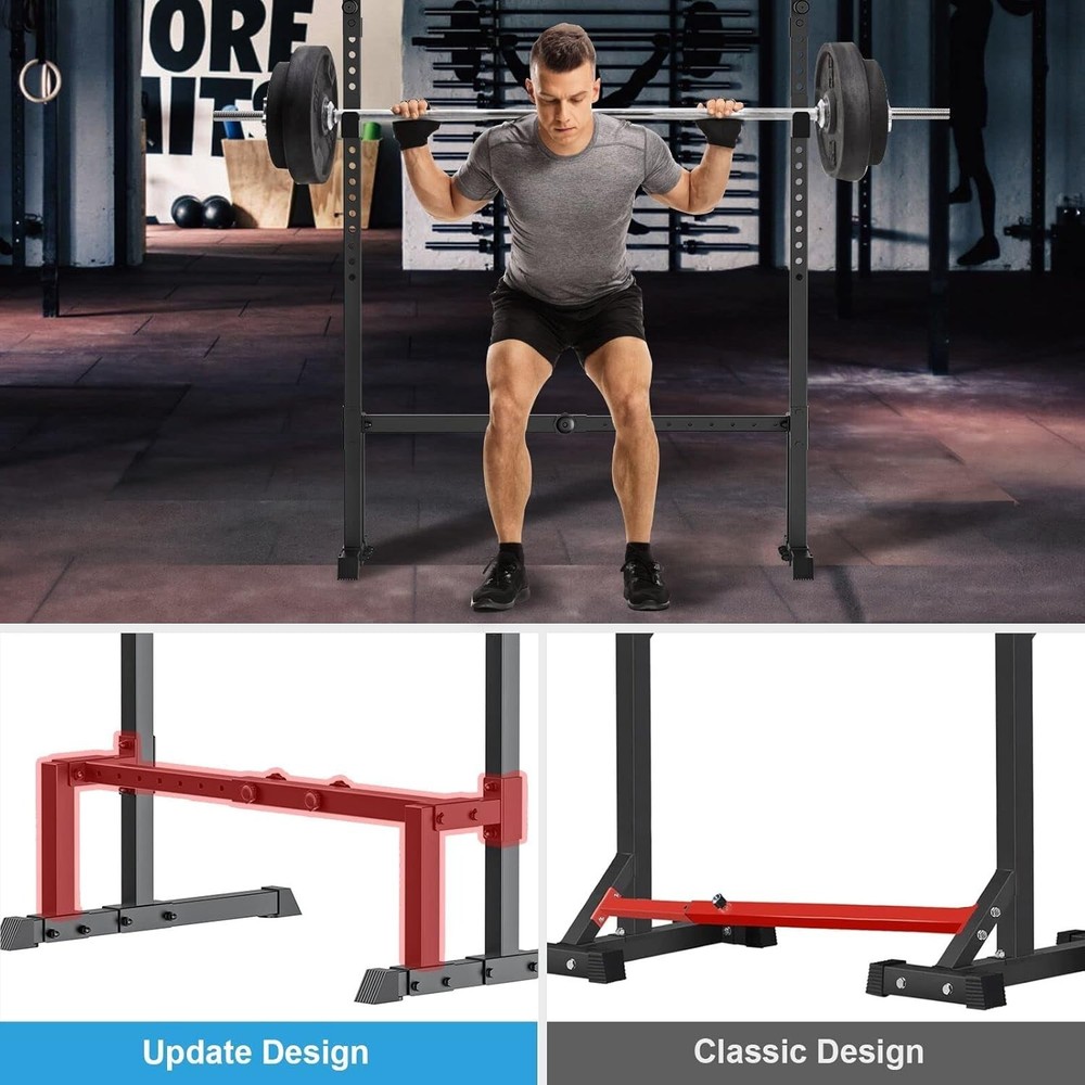Professional Adjustable Squat Rack with Rubber Caps - Full Body Training