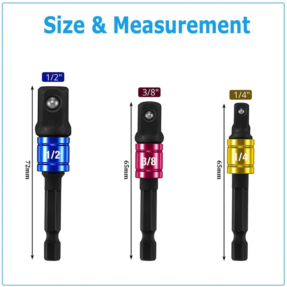 6Pc Magnetic Extension Socket Drill Bit Holder Screwdriver 1/4" Hex Shank Quick