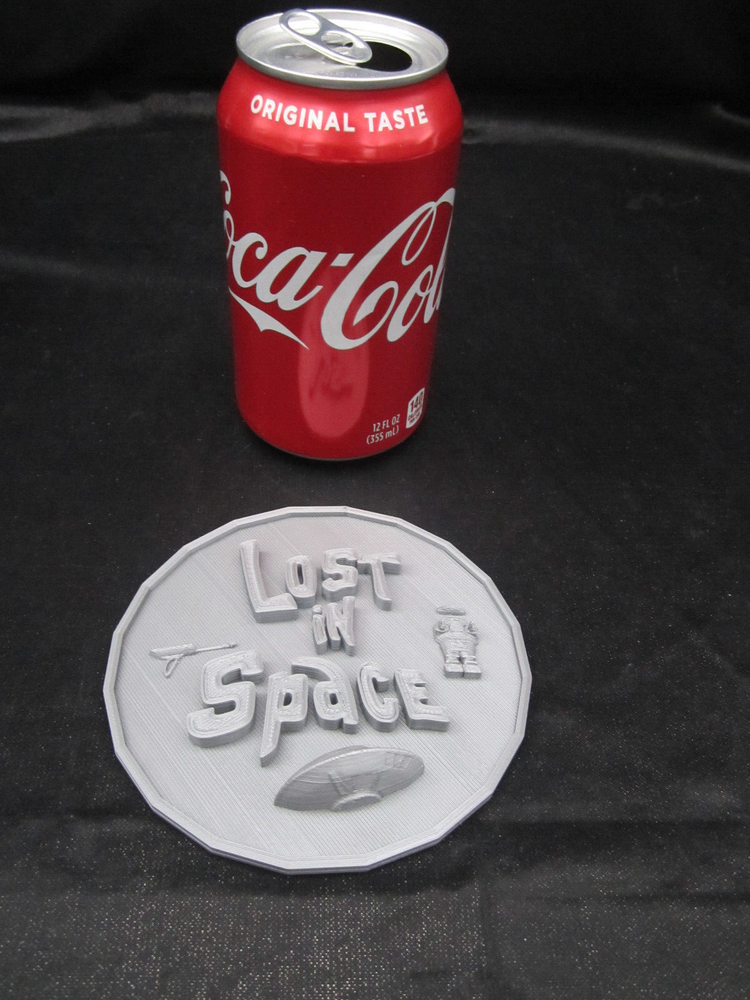 Lost in Space Plaque 3d Wall Art (3D Printed, Silver/Gray) 4" Round Small