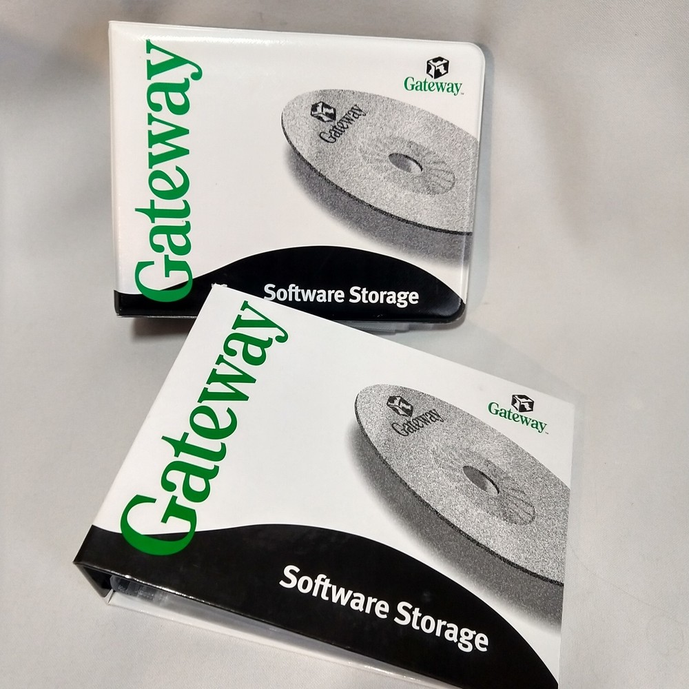 2 Vintage GATEWAY Computers Software Storage Binder 2 ring CD ROM holder 1999