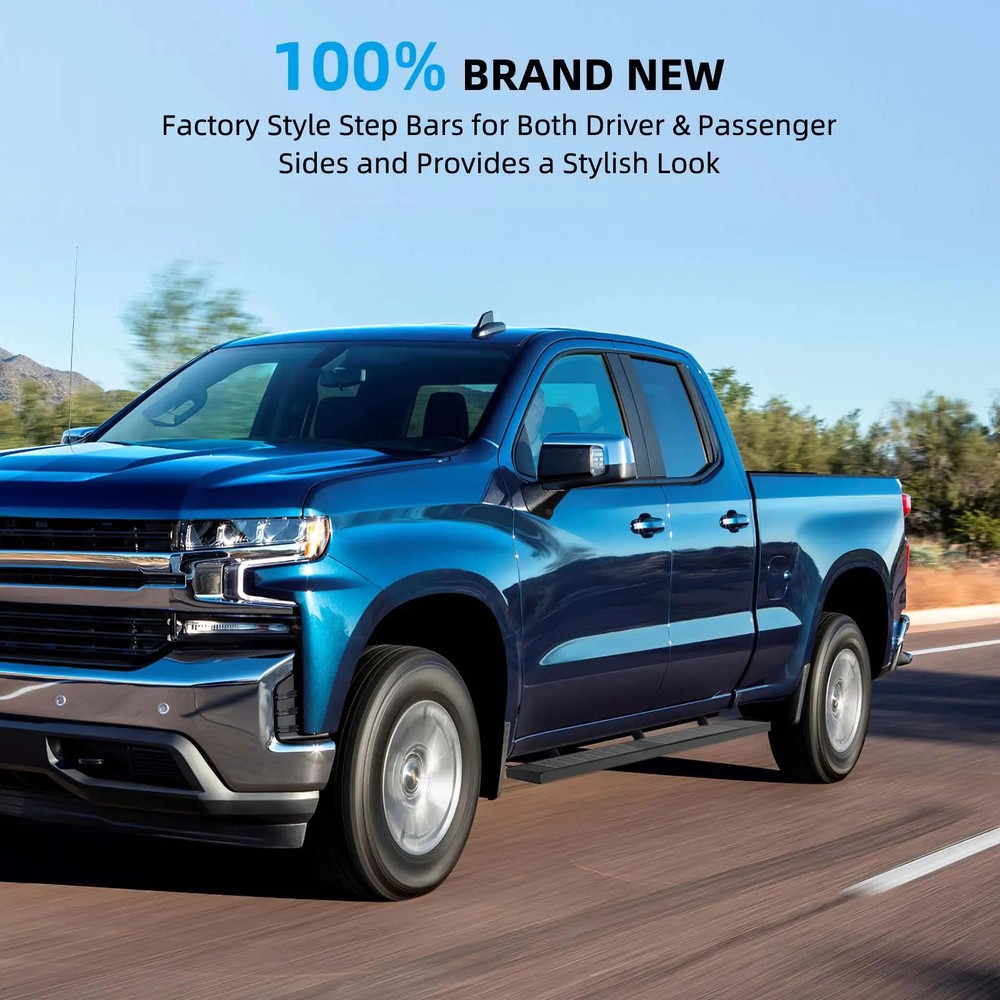 For 2007-2018 Silverado Double/Extended Cab 6" Running Boards Side Step Bars ALU