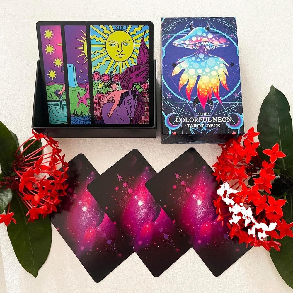 Colorful Neon Tarot Cards Deck With Guidebook for Beginners - 78 Classic...