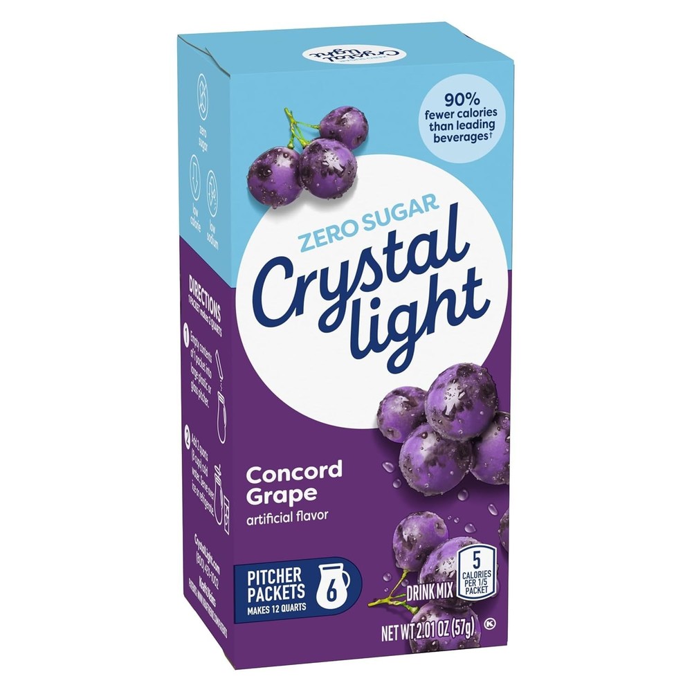 Concord Grape Drink Mix - 6 Zero Sugar Pitcher Packets for Refreshing Hydration