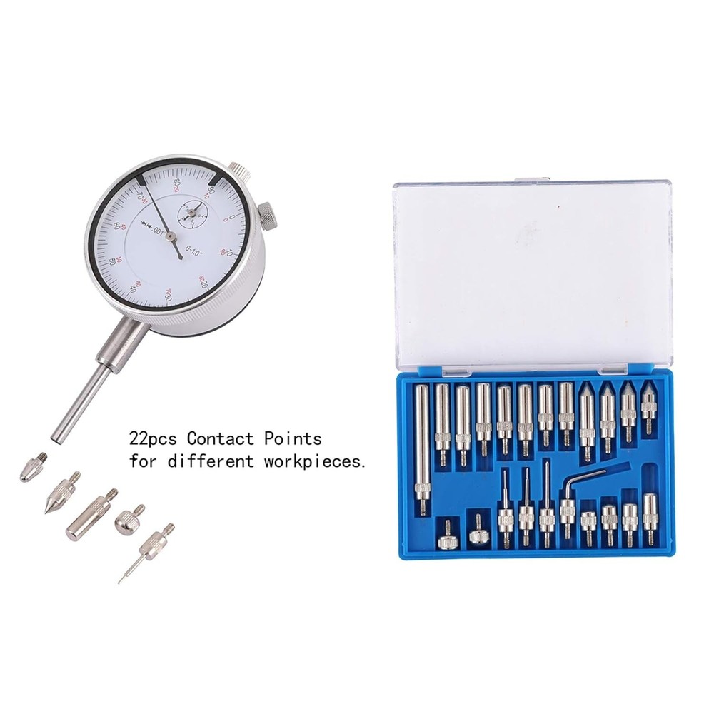 Dial Indicator with Magnetic Base Holder Fine Adjustable Long Arm 0-1" Magnet...