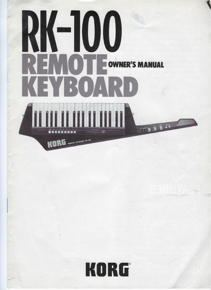 Korg RK-100  Owner's Manual Make Offer!!