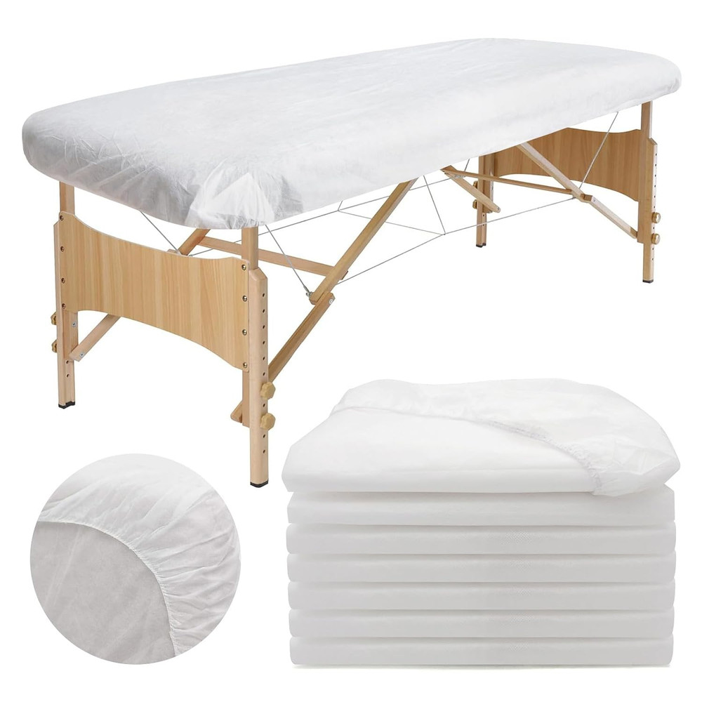 50PCS Disposable Fitted Massage Table Sheets, Heavy Duty Elastic Disposable Bed