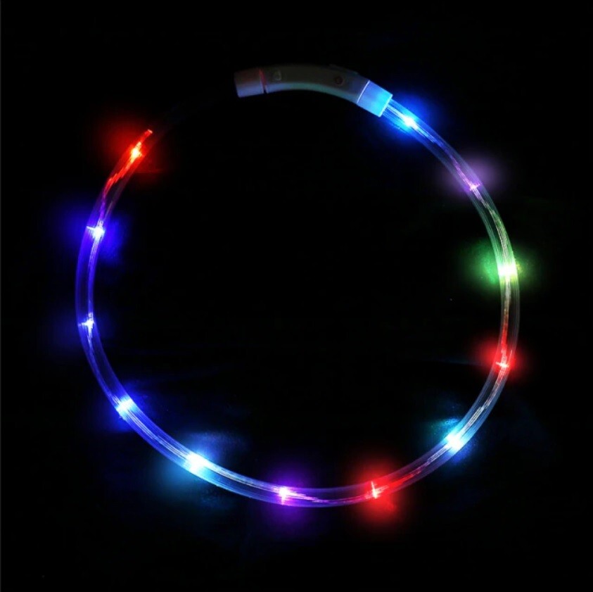 LED Safety Light Dog Collar USB Charge Multicolor Lights