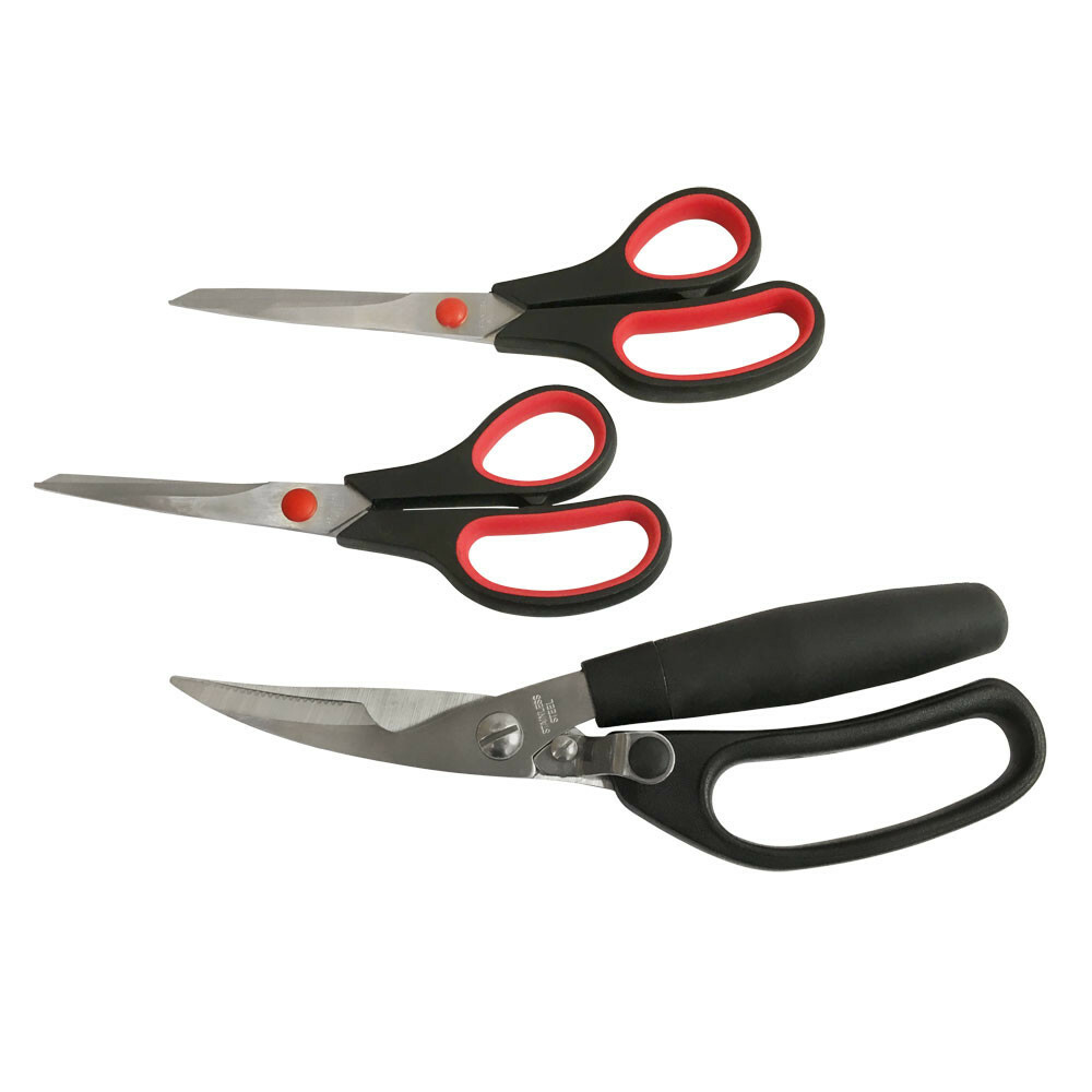 3 Pc Stainless Steel Multi-Purpose Utility Scissors Set