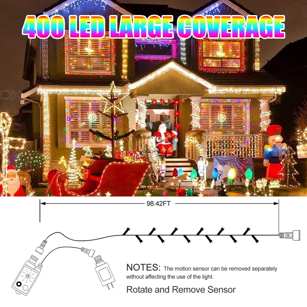Dreicht Music Motion Sensor Color Changing Christmas String Multicolor