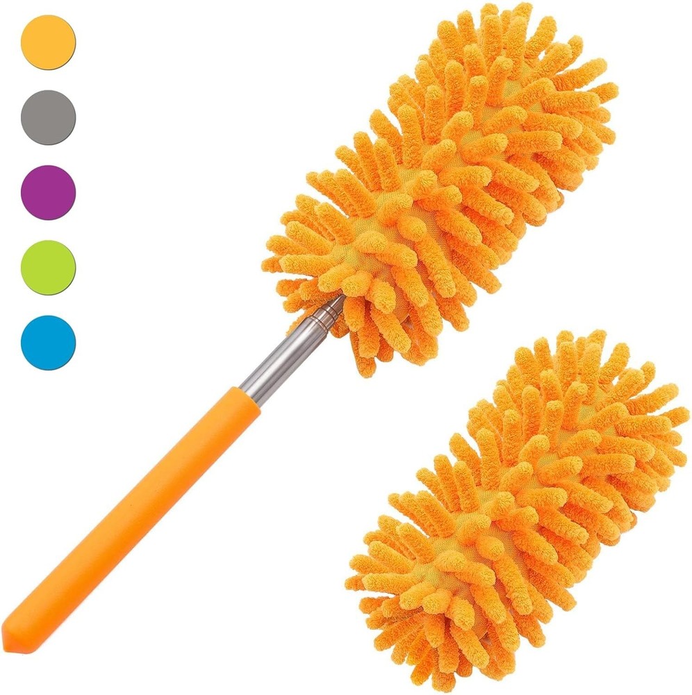 Tukuos Microfiber Duster with 2 Replaceable Heads & Extendable Pole for Cleaning