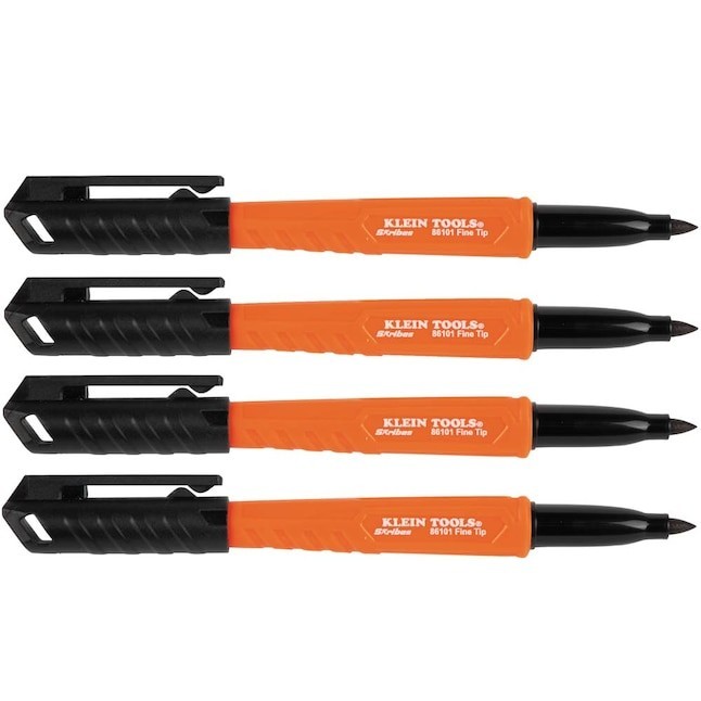 Klein Tools Skribes Fine Tip Permanent Markers, Black, 4-Pack