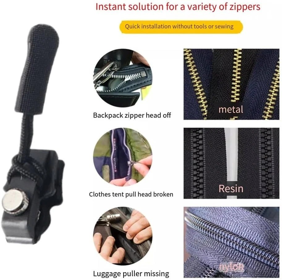 Zipper Repair Kit, 12Pcs 3 Different Size Replacement Zipper Quick Install Detac