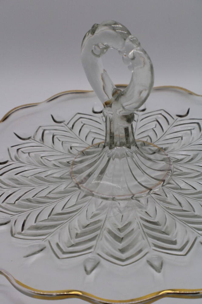 Clear Gold Trim Cookie Plate With Handle