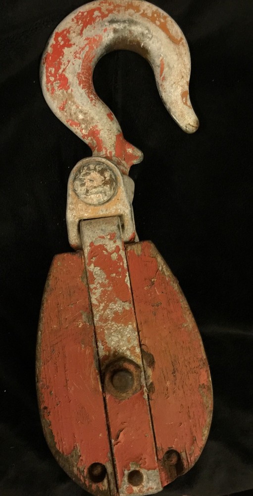 Vintage Snatch Block double pulley hook and swivel. fully functional