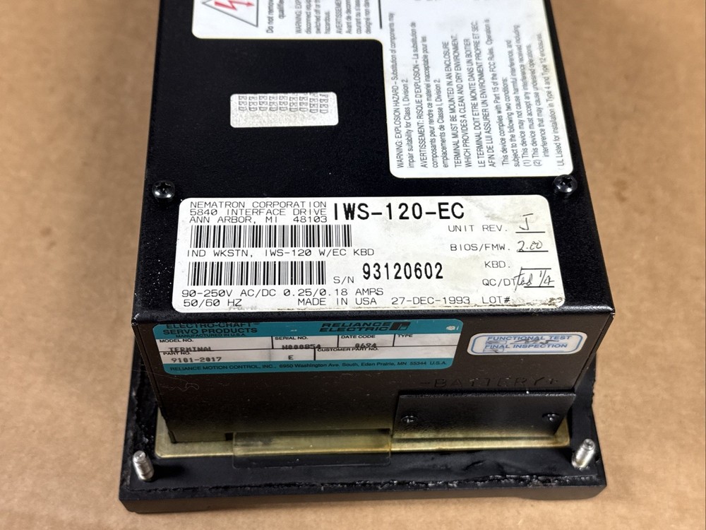 Electro Craft IWS-120-EC Operator Interface Terminal 9101-2017 FAST SHIPPING