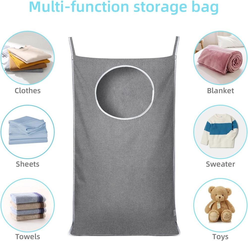 KEEPJOY Hanging Laundry Hamper Bag with 2 Different Types of Hooks, Size 20 X 30