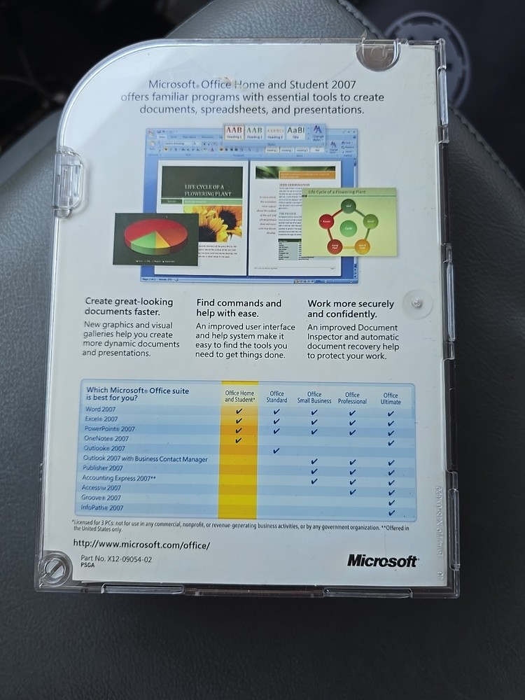 NEW SEALED Microsoft Office Home & Student 2007 Full Version for 3 PCs