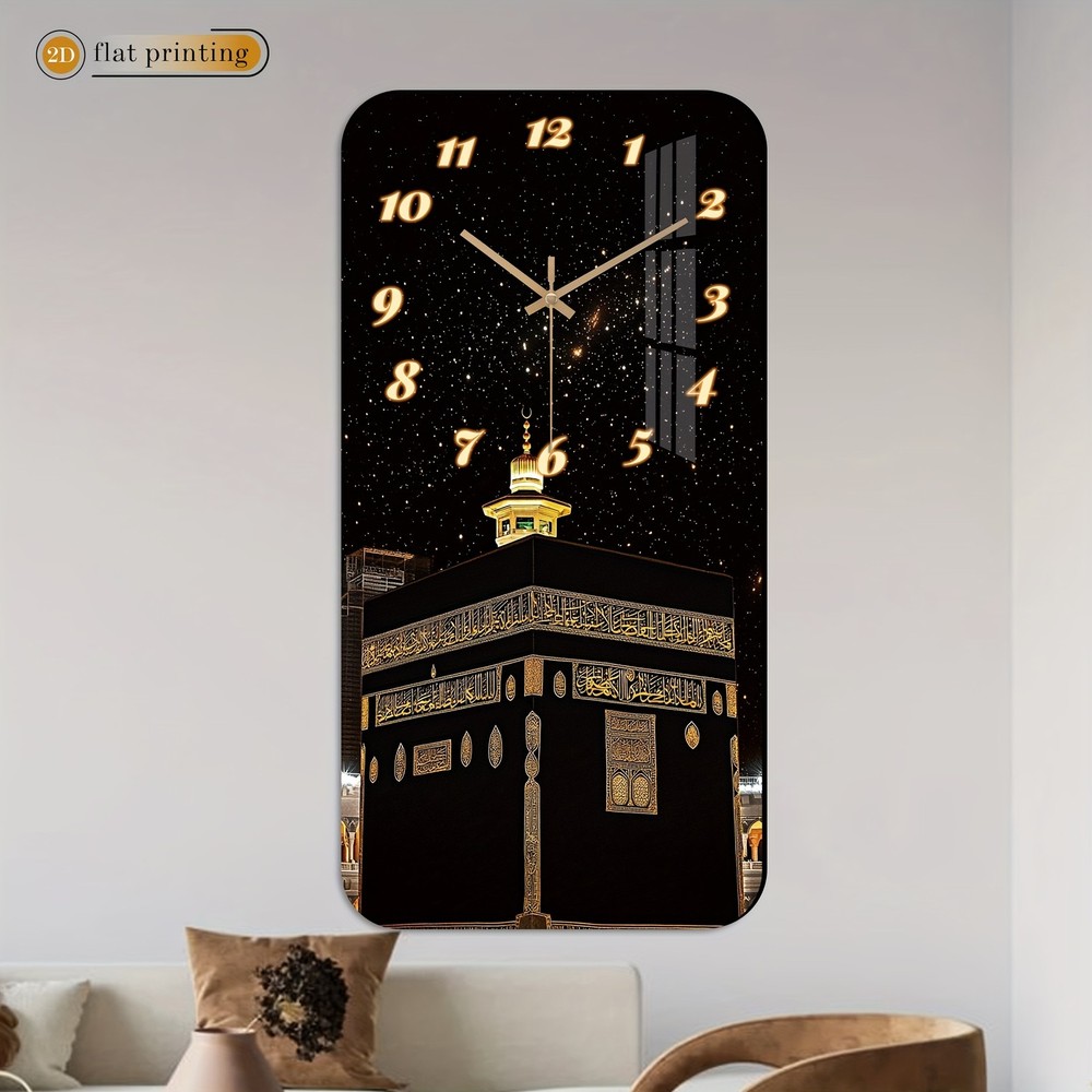 Wooden Rectangular Silent Wall Clock-Decorative Timepiece Modern w/o Batteries.