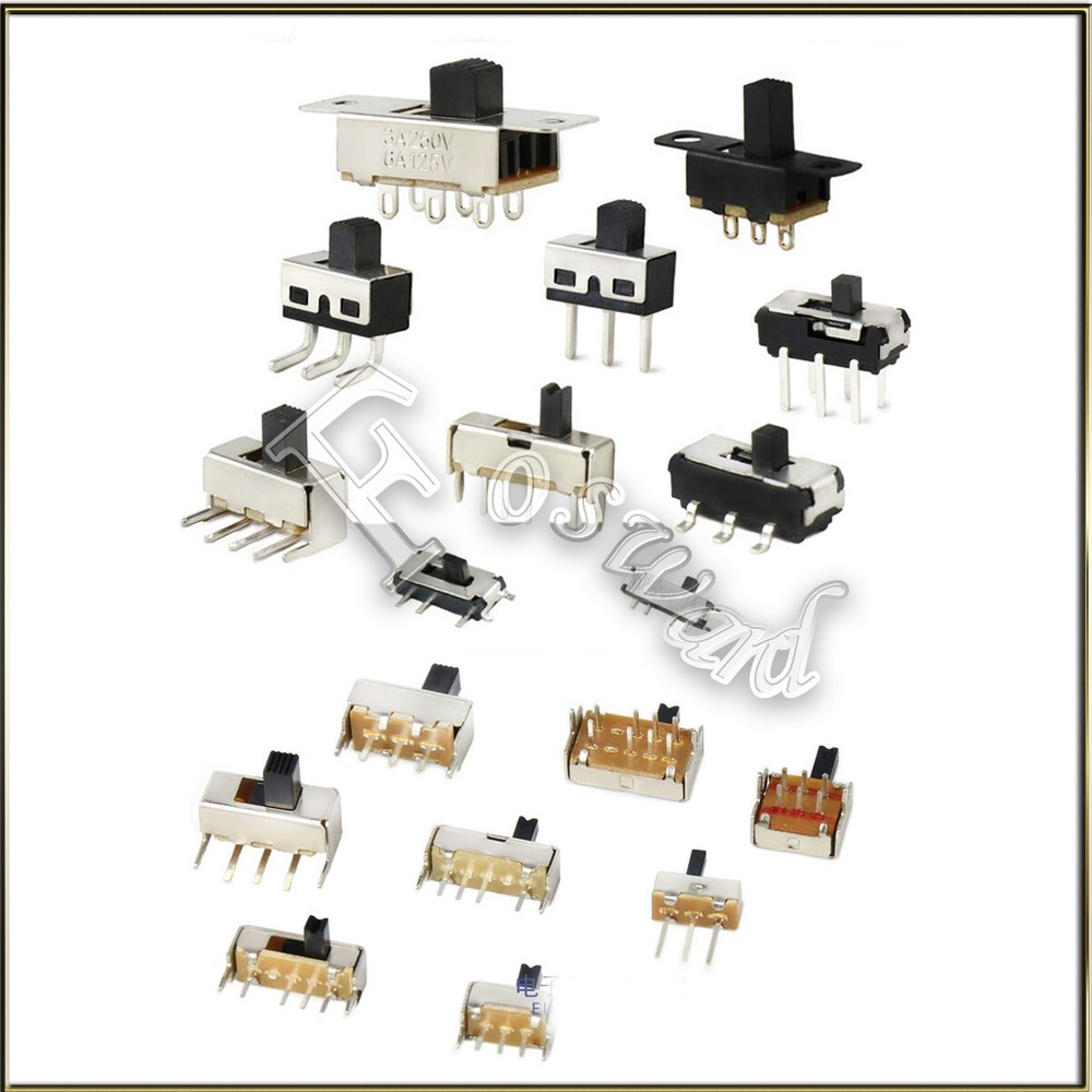 MINI SLIDE SWITCH ON-OFF 2/3-POSITION, 3-4-6 PIN MICRO TOGGLE PCB SPDT RAILWAY