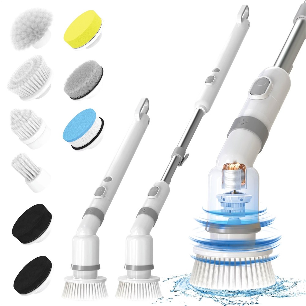 Electric Spin Scrubber, Multi-surface Rechargeable Cordless Scrub Brush