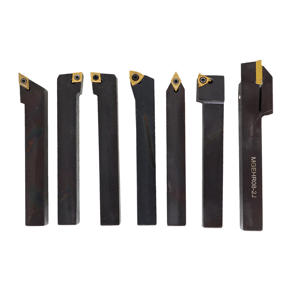 7Pcs 1/2" Lathe Tool Bit Thread Insert+Holder Set Carbide Indexable Turning Tool