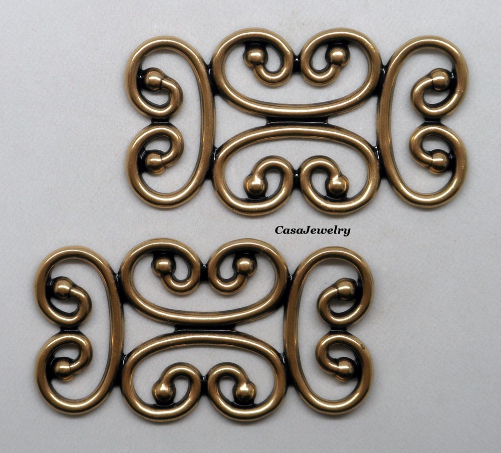 #6191 ANTIQUED GOLD OPEN FILLIGREE RECTANGLE COMPONENT - 2 Pcs
