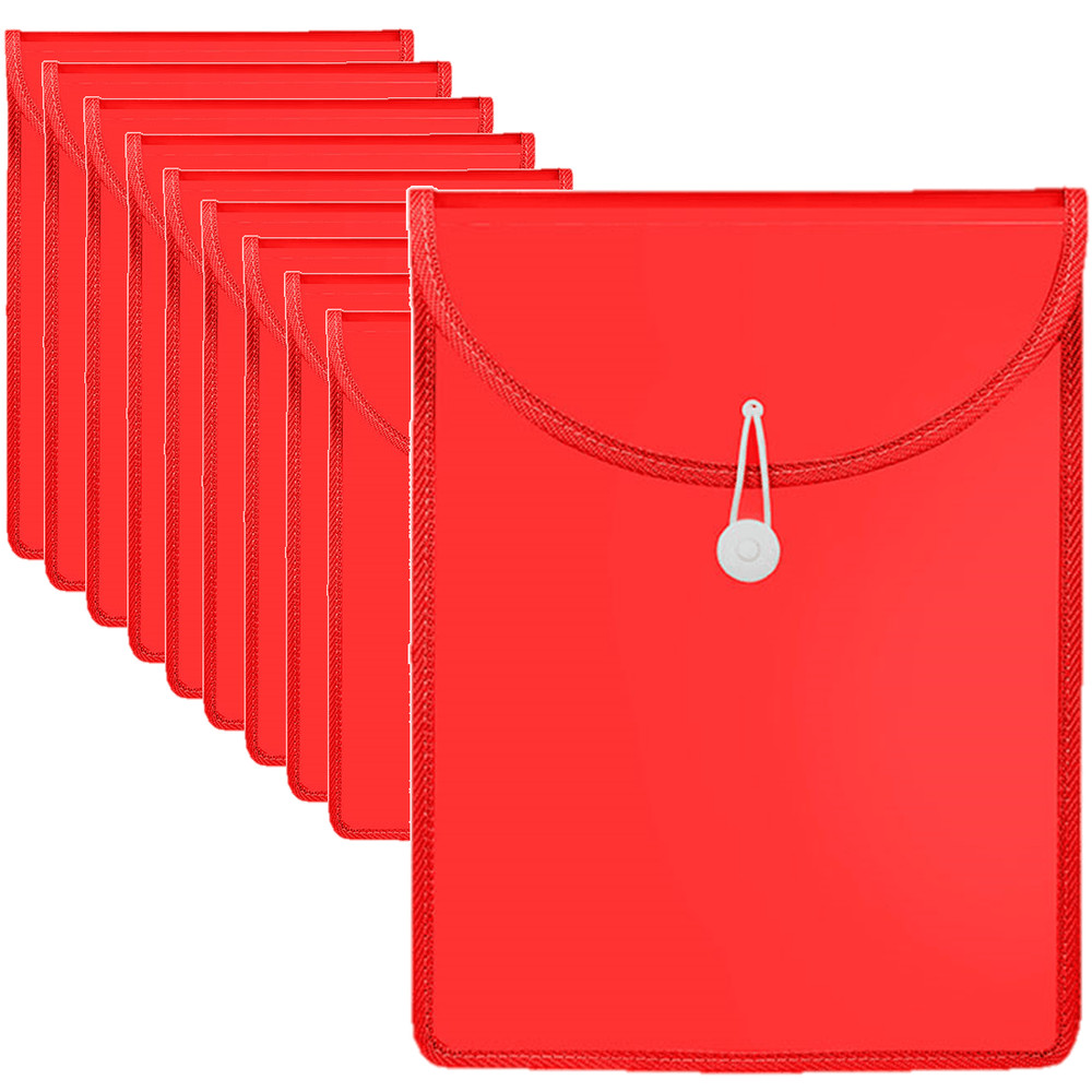 NEW 10x Marbig Top Load File Folders With Elastic Closure PP A4 Red BULK