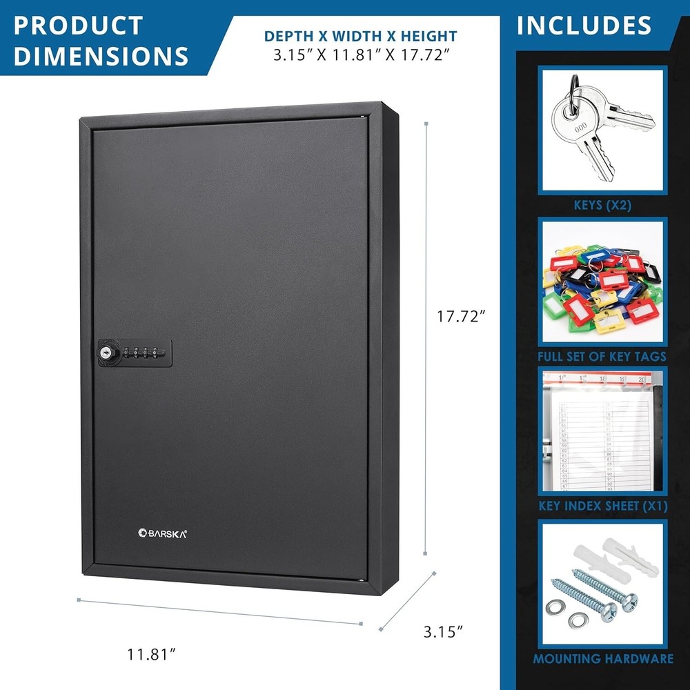 Combination Lock Key Cabinet Wall Mounted with Key Tags and Label Slots