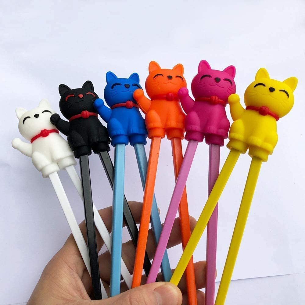 Lucky Cat Cute Tableware Learning Training Helper Chopsticks Beginner 3pcs