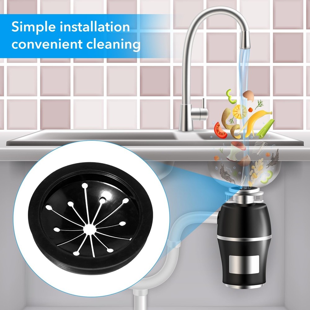 Garbage Disposal Splash Guard 3 Inch Rubber Drain Insert 3-Pack Black for Sink