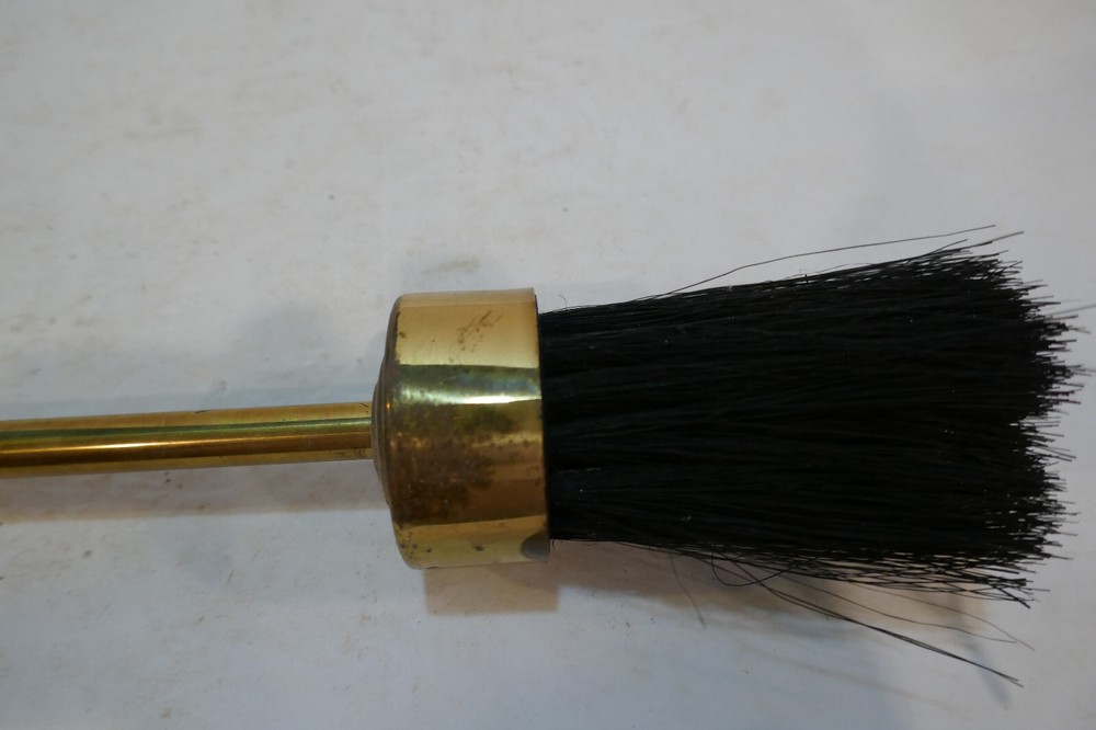 Vintage Solid Brass 4 Piece Fireplace Tool Set MCM Sweep Poker Shovel NICE