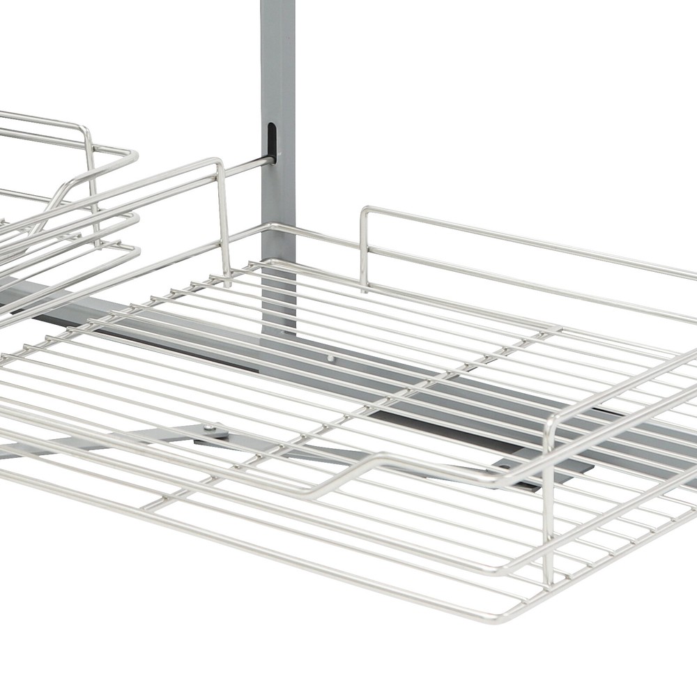 Pull-out Cabinet Organizer 2 Tiers Stainless Steel Corner Cabinet Organizer