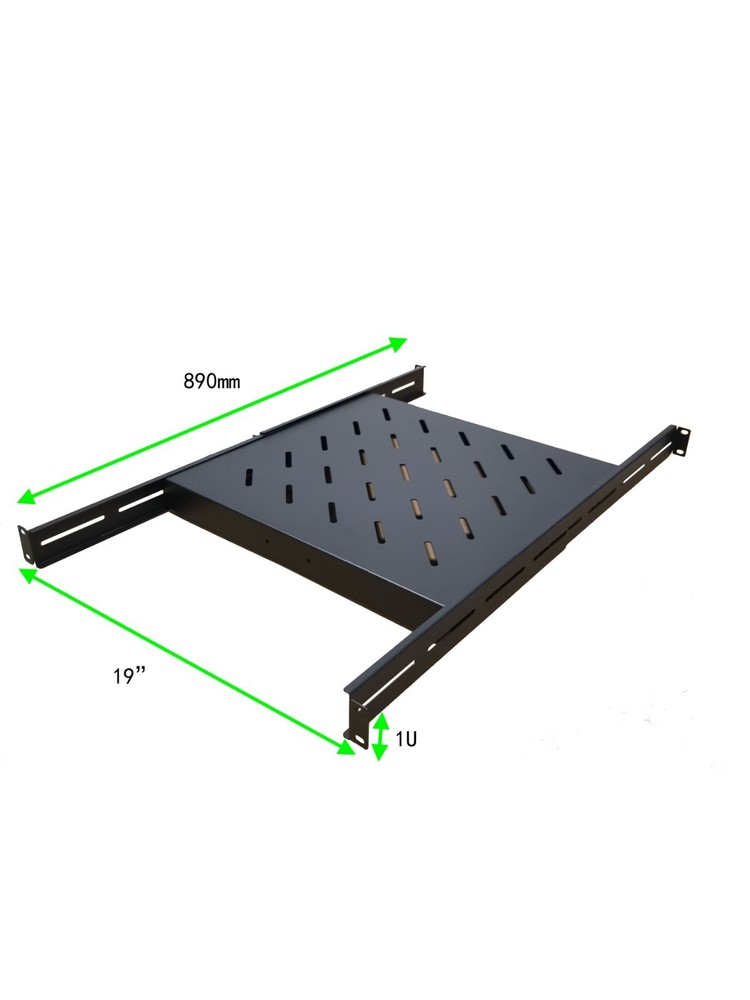 1U Vented Fixed Server Shelf 19" 4 Post Adjustable Rack Mount 18in - 42in Black